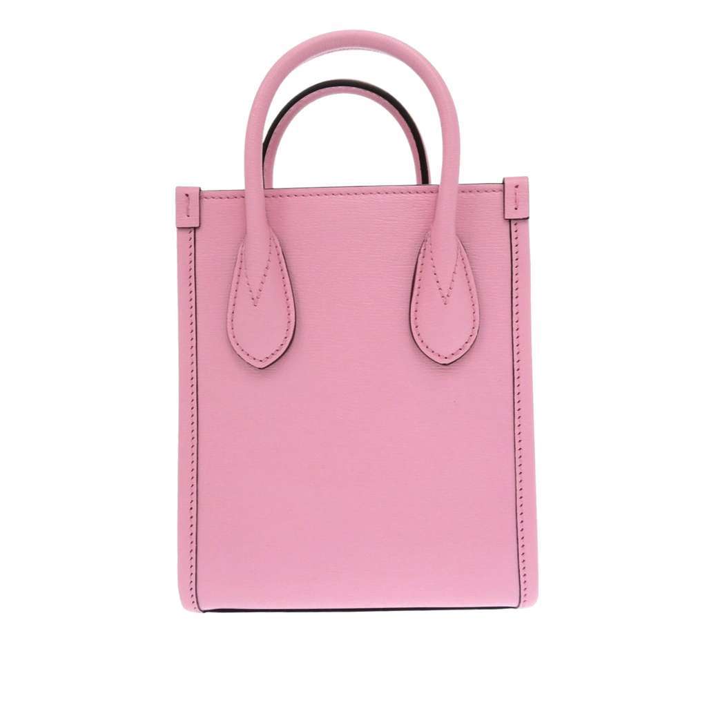 Gucci BNF Mini Textured Dollar Calfskin Bananya Print Vertical Tote Pink Leather Good condition - Back View