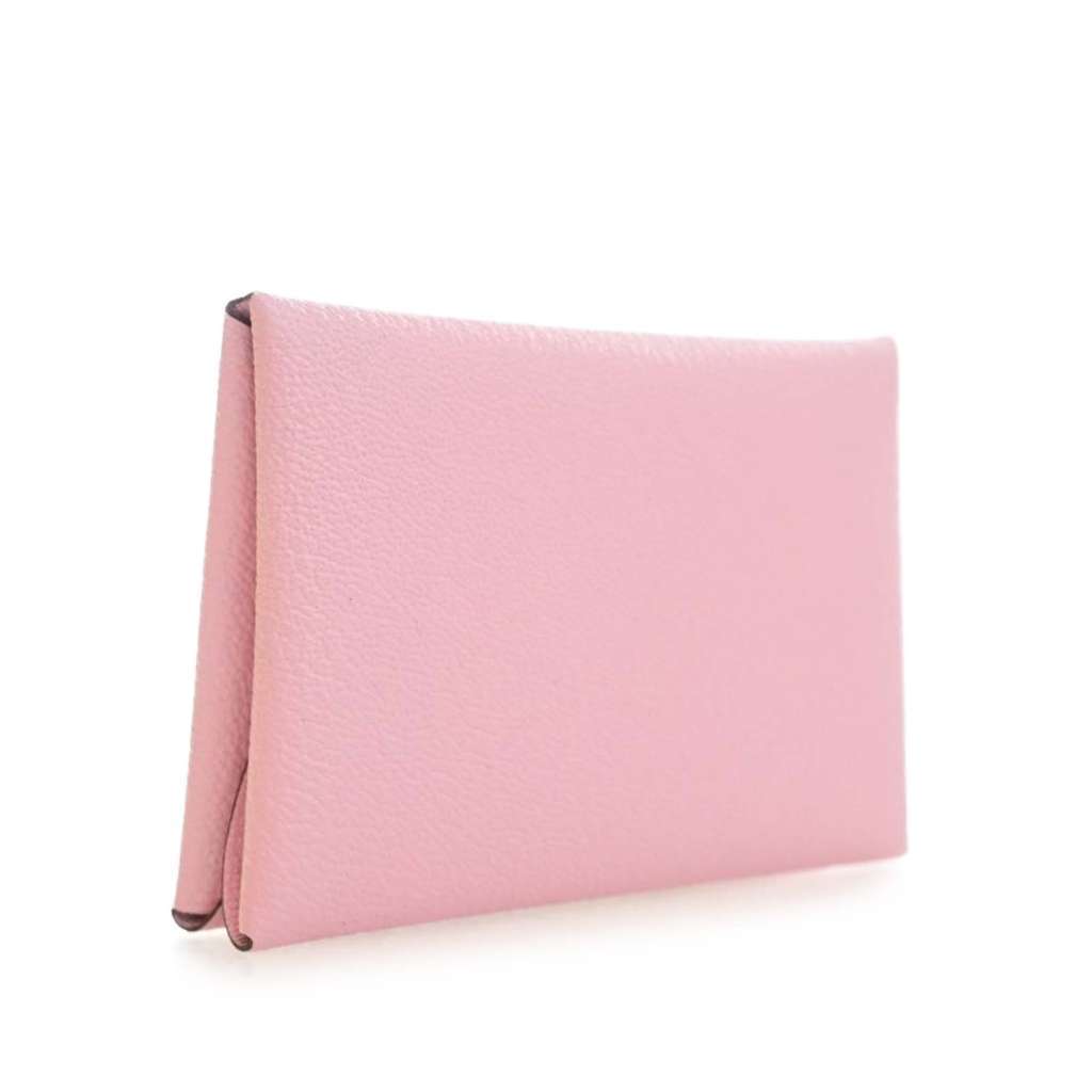 Hermès Chevre Mysore Calvi Duo Compact Card Holder Pink Leather Very good condition - Model View