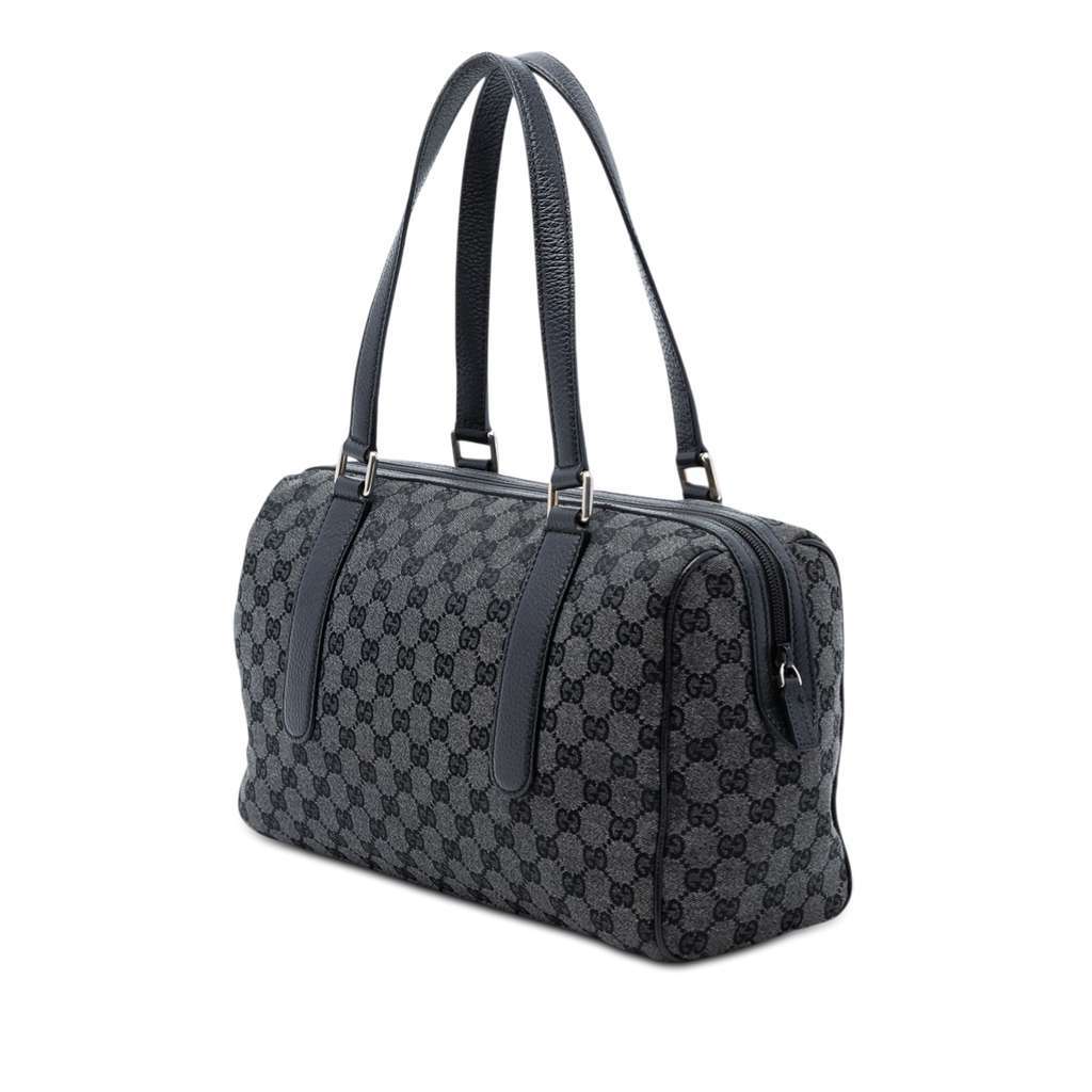 Gucci GG Canvas Boston Bag Grey Canvas Good condition - Back View