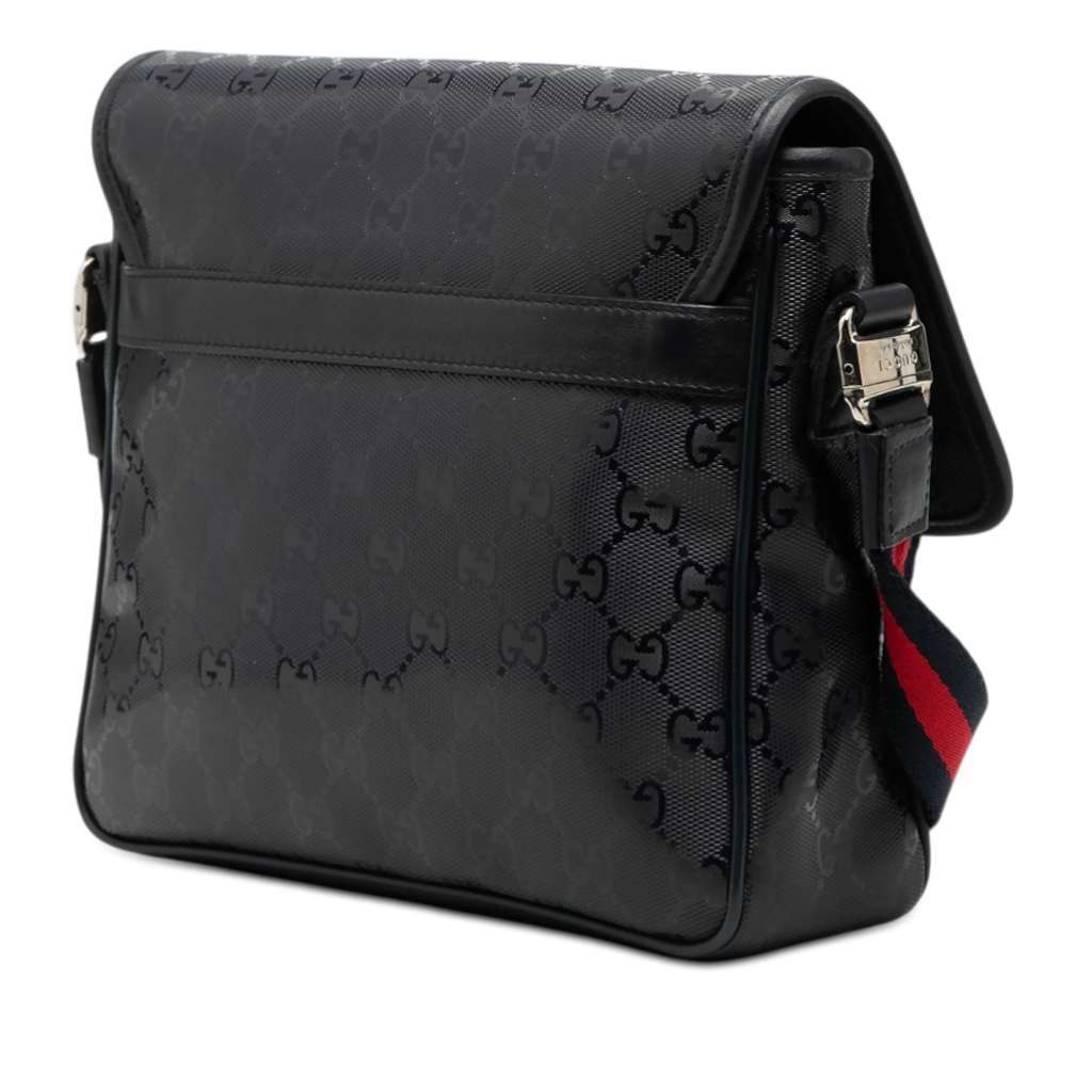 Gucci Kids GG Imprime Web Messenger Bag Black Canvas Good condition - Back View