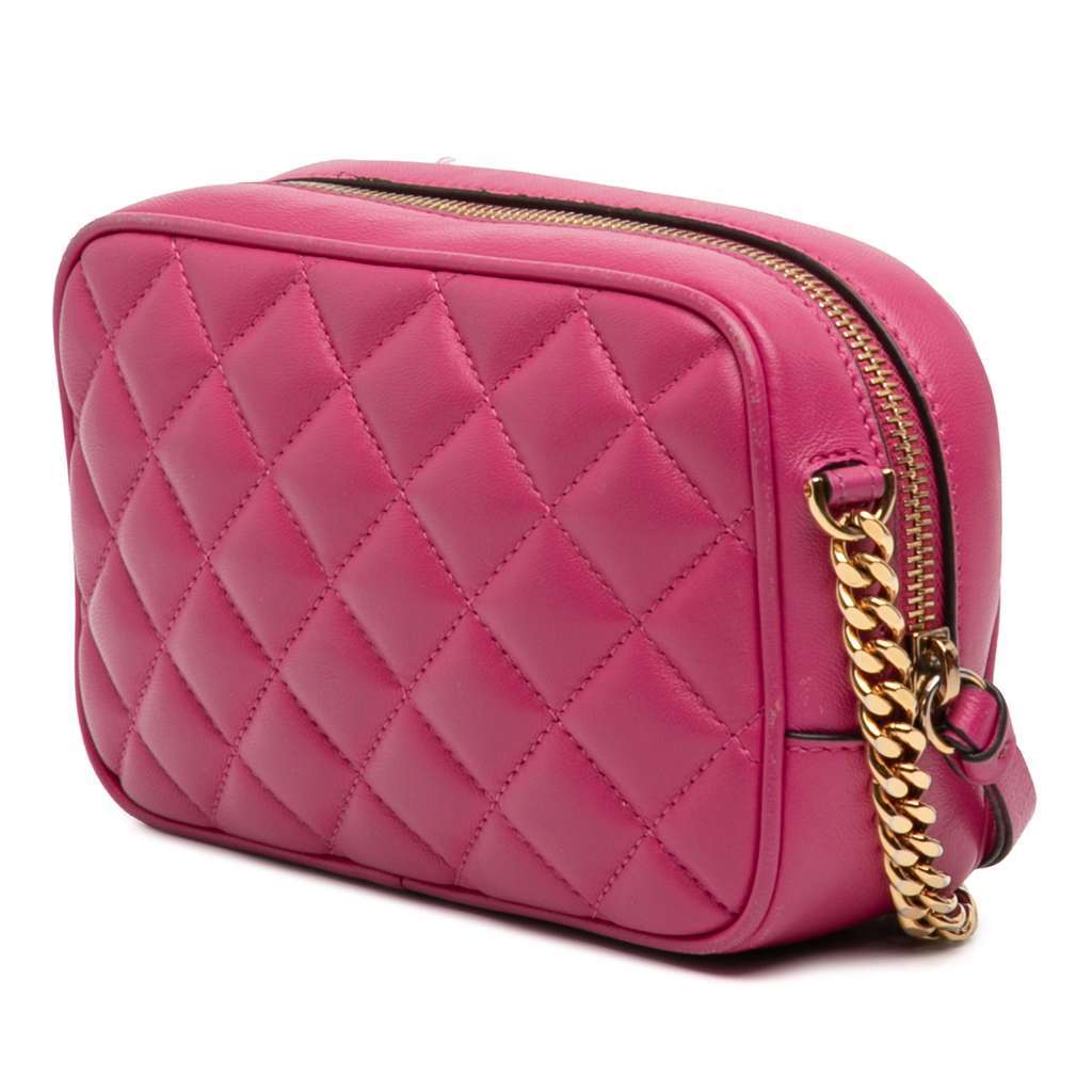 Versace Quilted Lambskin La Medusa Camera Bag Pink Leather Good condition - Back View