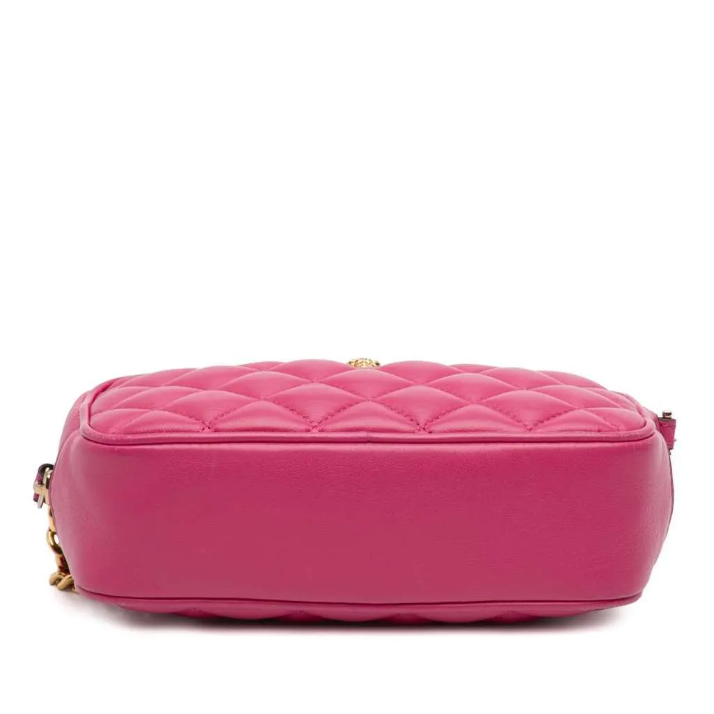 Versace Quilted Lambskin La Medusa Camera Bag Pink Leather Very good - Inside View