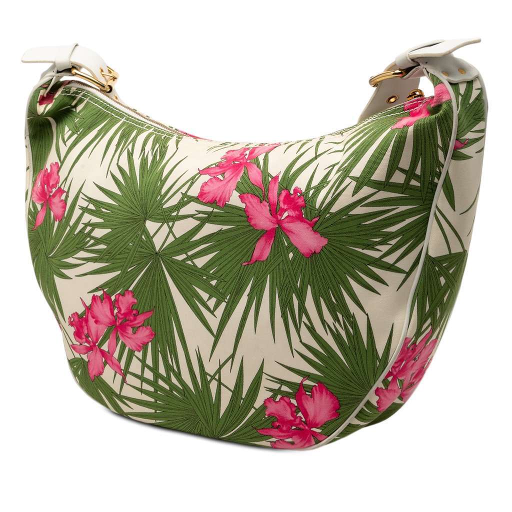 Celine Floral Printed Canvas Crossbody White Canvas Good condition - Back View