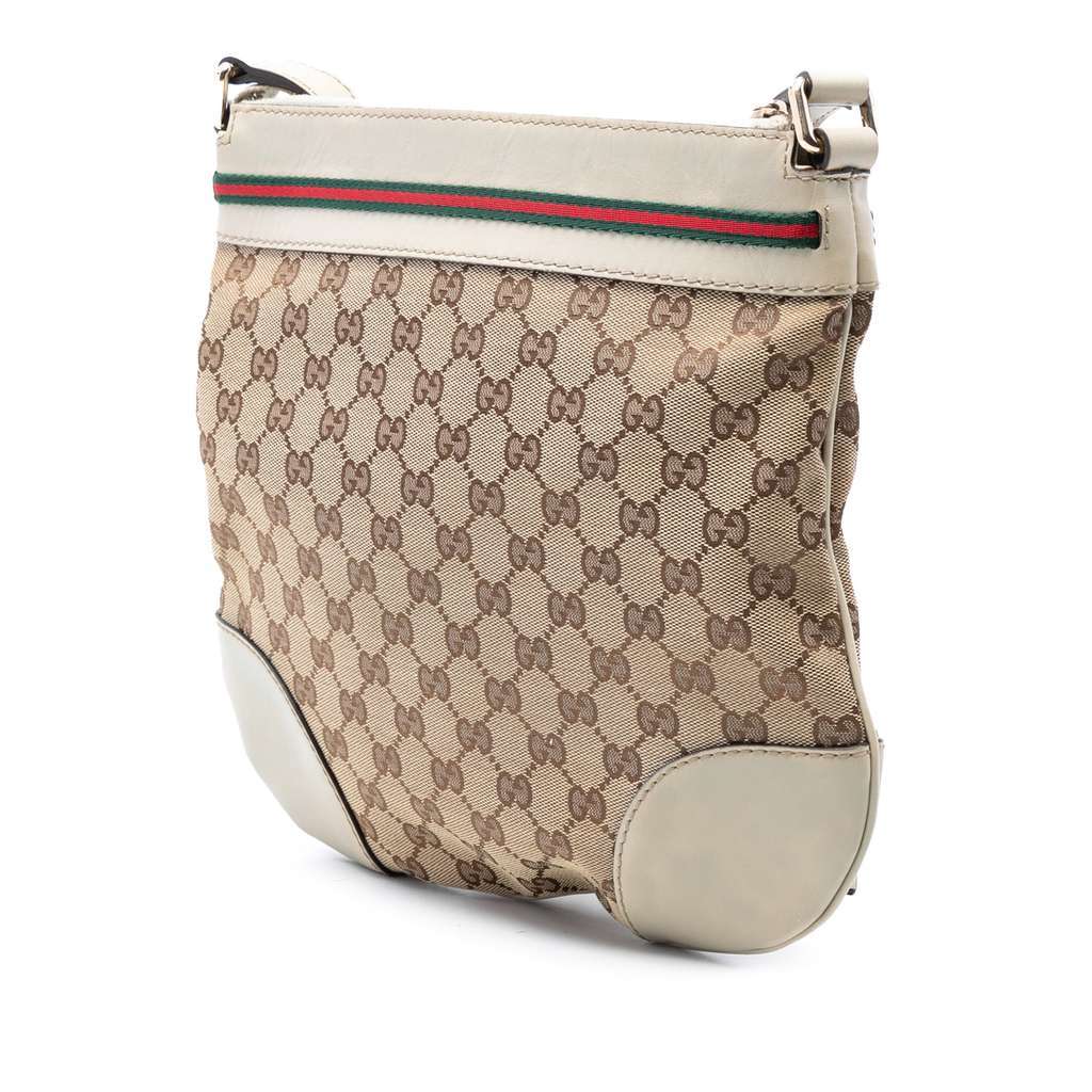 Gucci GG Canvas Web Mayfair Crossbody Beige Good condition - Back View