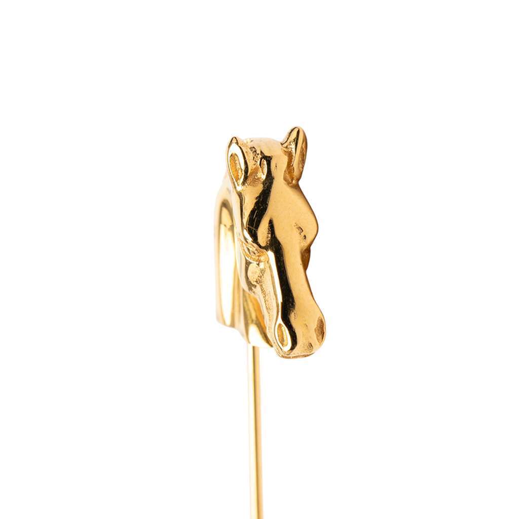Hermès Gold Plated Bijouterie Fantaisie Horse Pin Brooch Gold Metal Good condition - Inside View