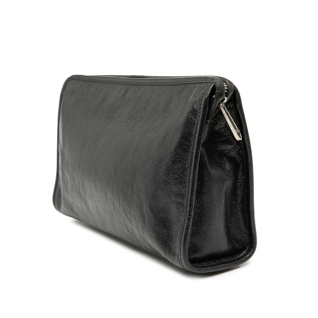 Gucci Crinkled Calfskin Interlocking G Morpheus Clutch Black Leather Good condition - Back View