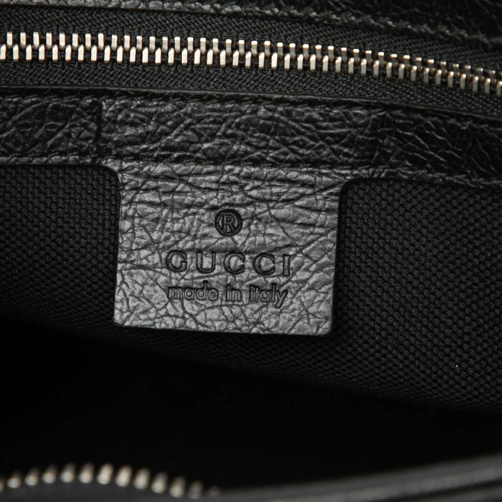 Gucci Crinkled Calfskin Interlocking G Morpheus Clutch Black Leather Good condition - Box View