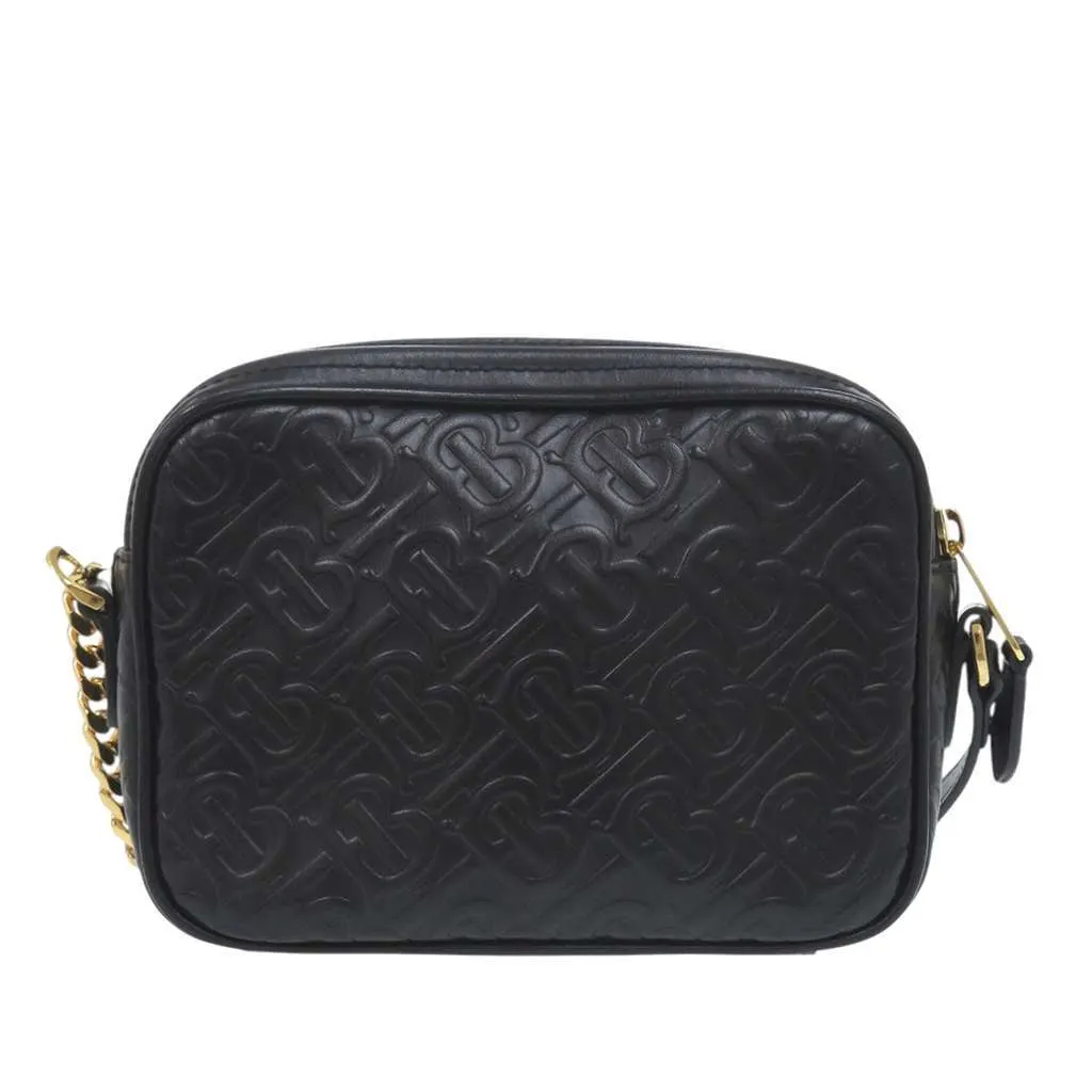 Burberry Embossed Calfskin TB Monogram Camera Chain Crossbody Black Leather Very good - Back View