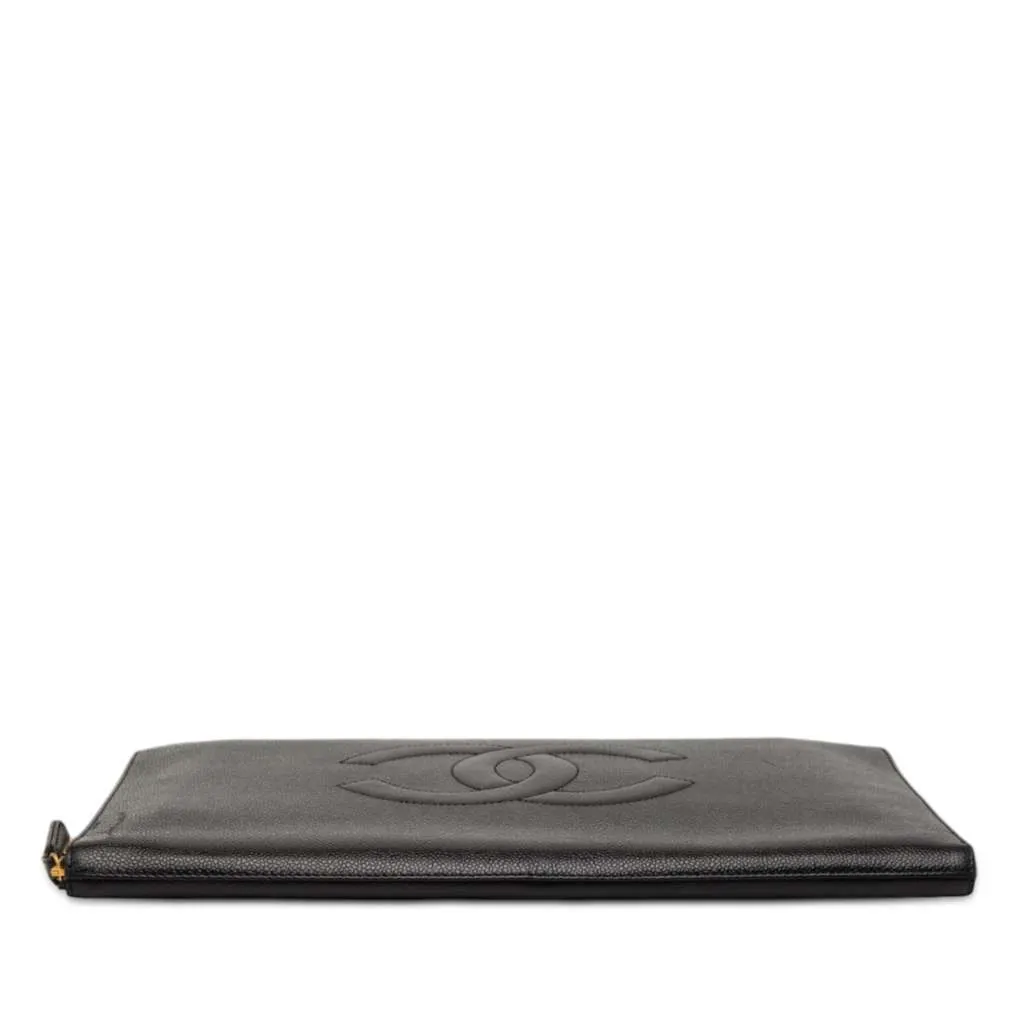Chanel CC Caviar Documents Portfolio Clutch Black Leather Very good - Inside View