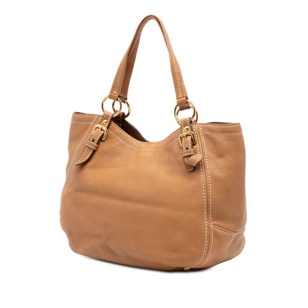 Prada Vitello Daino Shoulder Bag Brown Leather Good condition - Back View