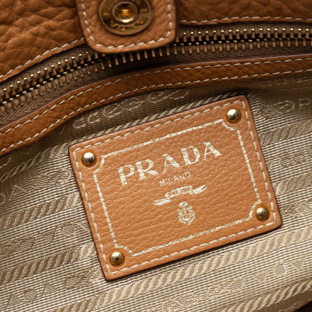 Prada Vitello Daino Shoulder Bag Brown Leather Good condition - Box View