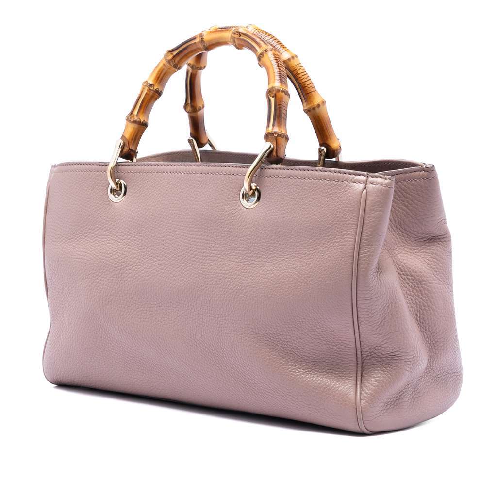 Gucci Medium Calfskin Bamboo Shopper Satchel Pink Leather Good condition - Back View