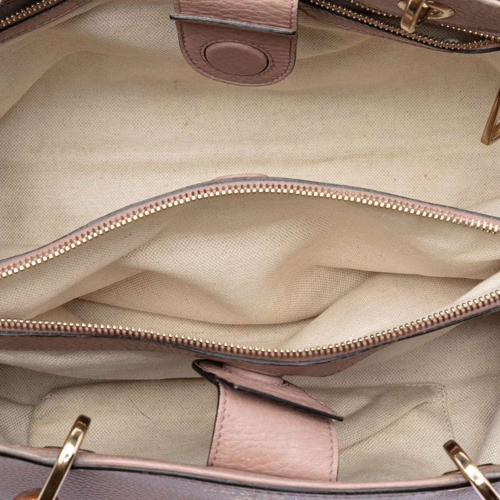 Gucci Medium Calfskin Bamboo Shopper Satchel Pink Leather Good condition - Model View