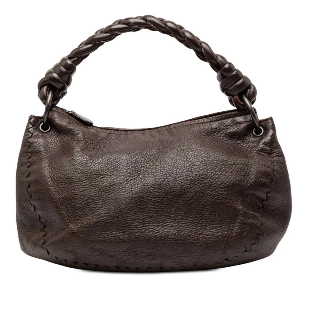 Bottega Veneta Cervo Hobo Bag Brown Leather Very good - Front View
