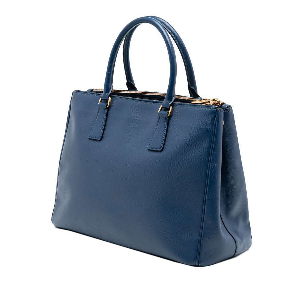 Prada Medium Saffiano Lux Galleria Double Zip Satchel Blue Leather Fair condition - Back View