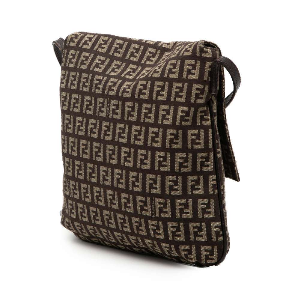 Fendi Zucchino Canvas Crossbody Brown Canvas Good condition - Back View