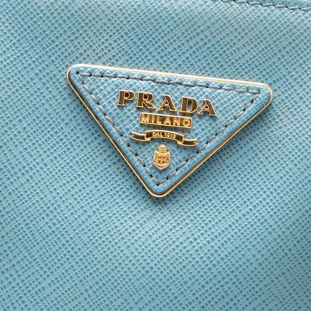 Prada Medium Saffiano Lux Galleria Double Zip Satchel Blue Leather Good condition - Box View