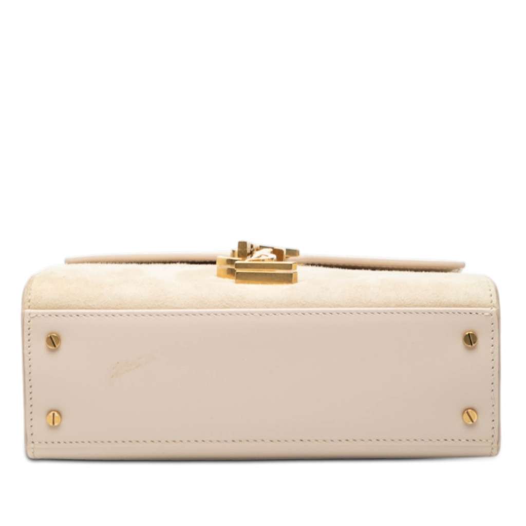 Saint Laurent Mini Suede and Calfskin Cassandra Top Handle Bag Beige Leather Good condition - Inside View