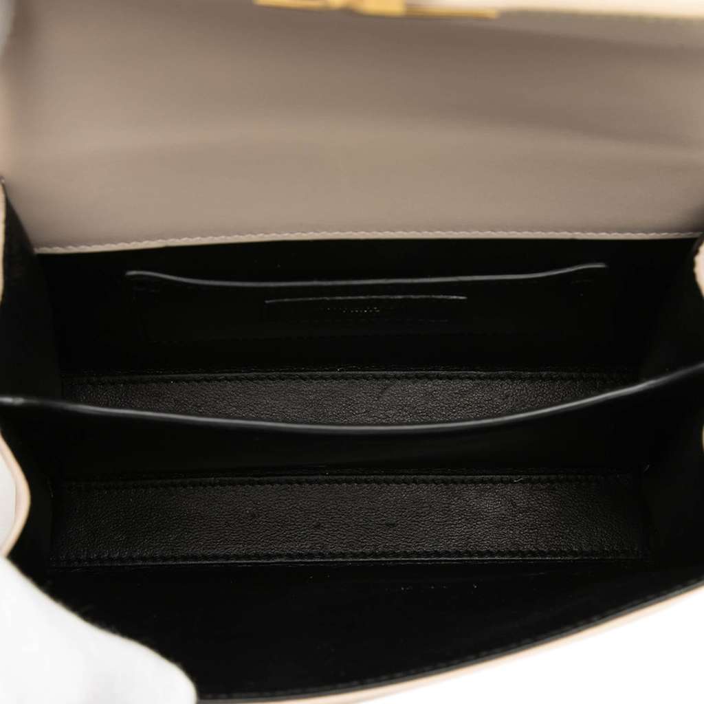 Saint Laurent Mini Suede and Calfskin Cassandra Top Handle Bag Beige Leather Good condition - Model View