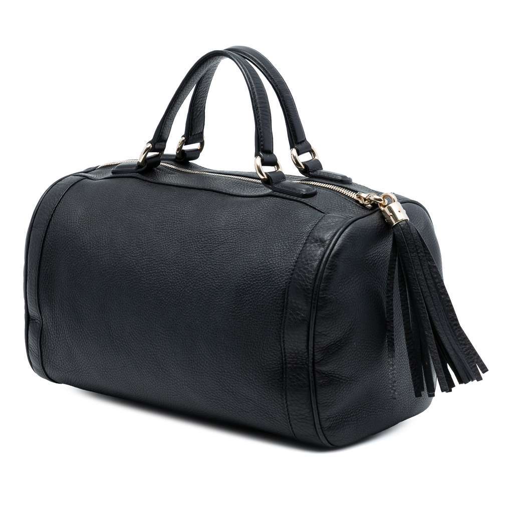 Gucci Medium Pebbled Calfskin Soho Boston Bag Black Leather Good condition - Back View