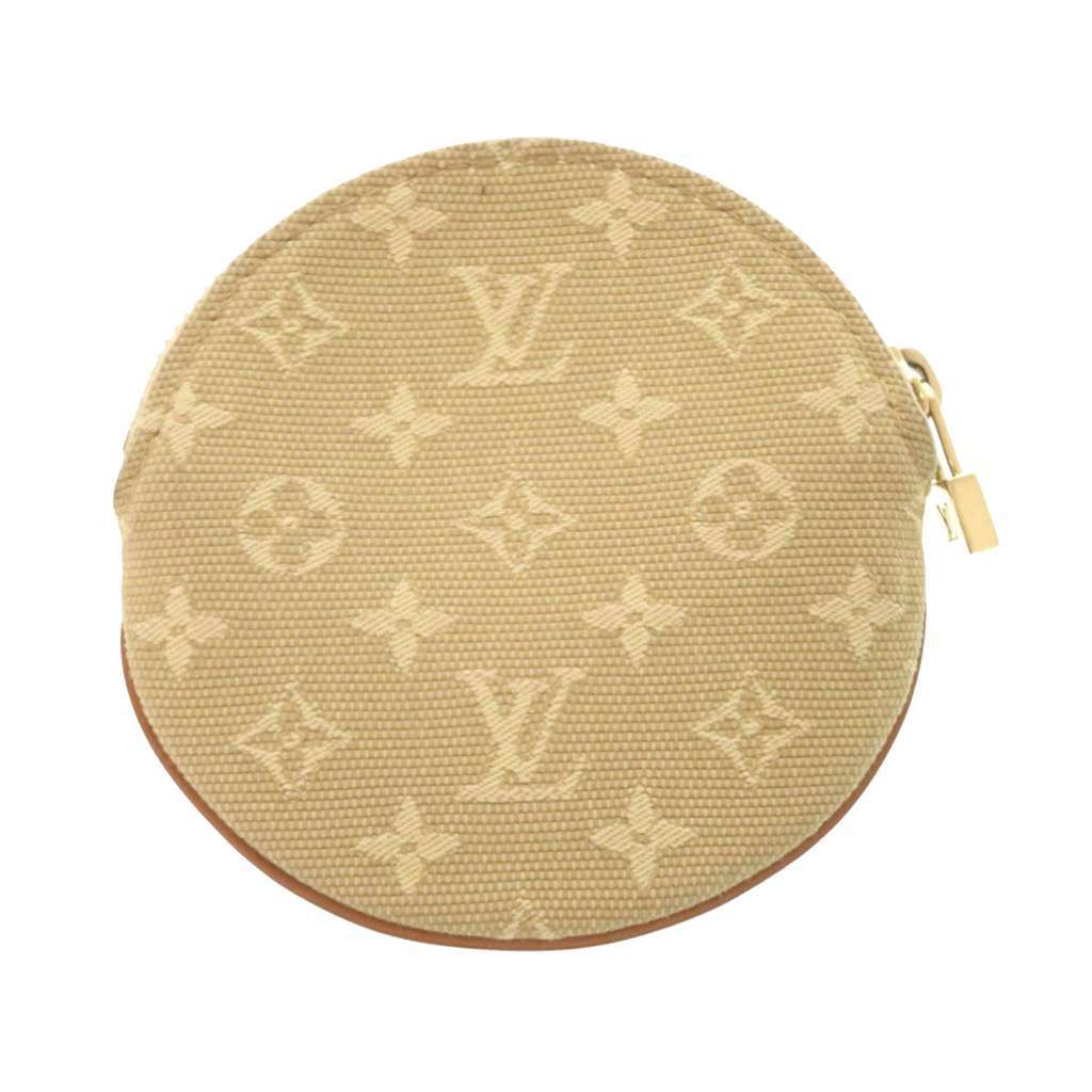 Louis Vuitton Monogram Mini Lin Round Coin Purse Beige Canvas Good condition - Back View