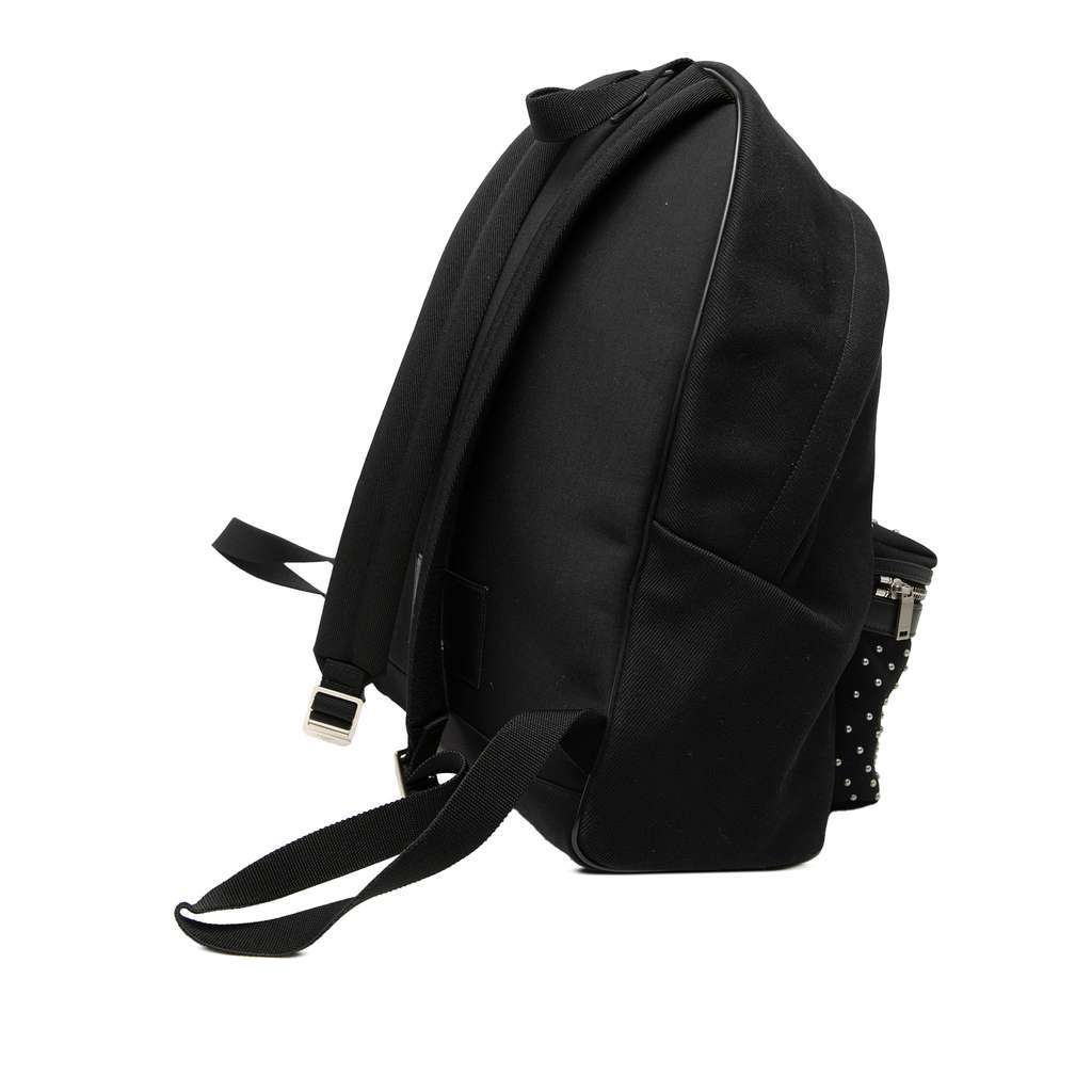Saint Laurent Studded Canvas City Backpack Black Canvas Good condition - Back View