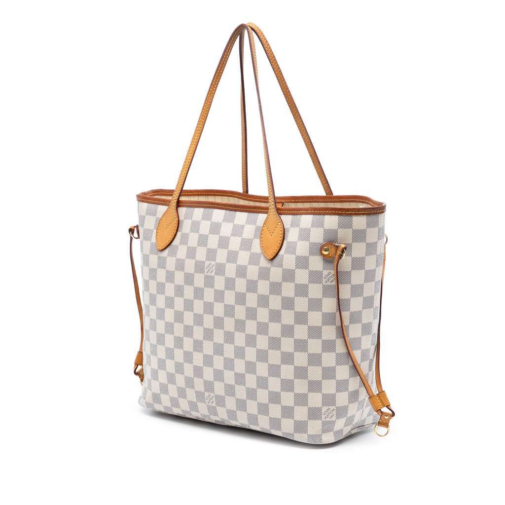 Louis Vuitton Damier Azur Neverfull MM White Good condition - Back View
