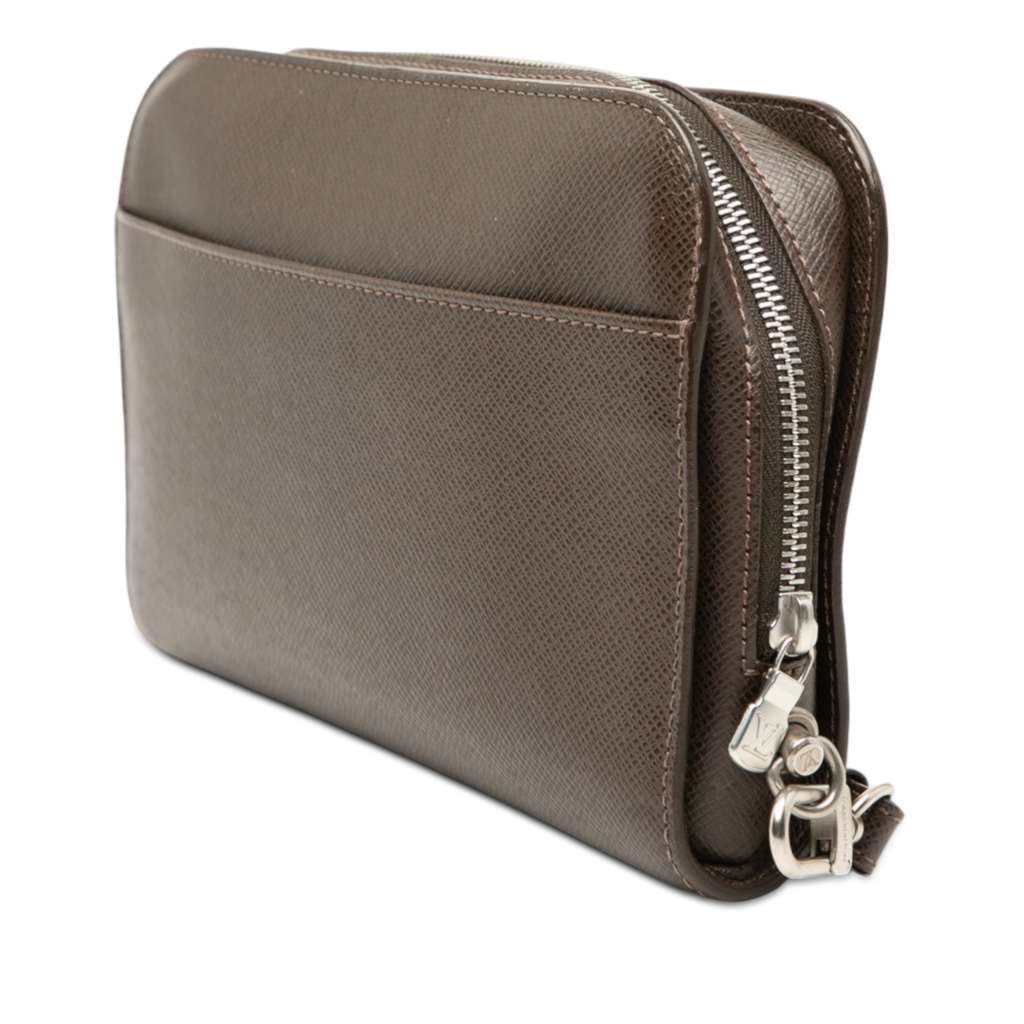 Louis Vuitton Taiga Pochette Baikal Brown Leather Good condition - Back View