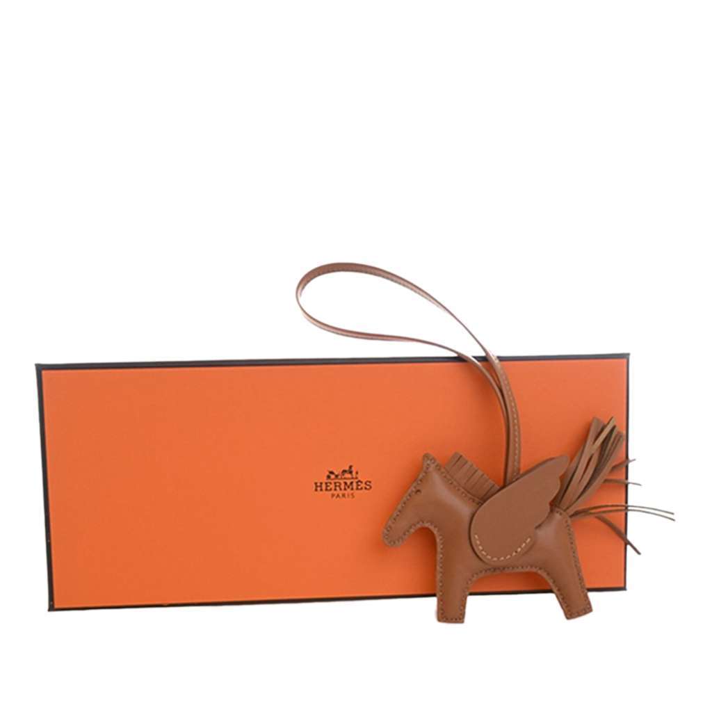 Hermès Milo Lambskin and Swift Grigri Rodeo Pegase Bag Charm PM Brown Leather Good condition - Box View