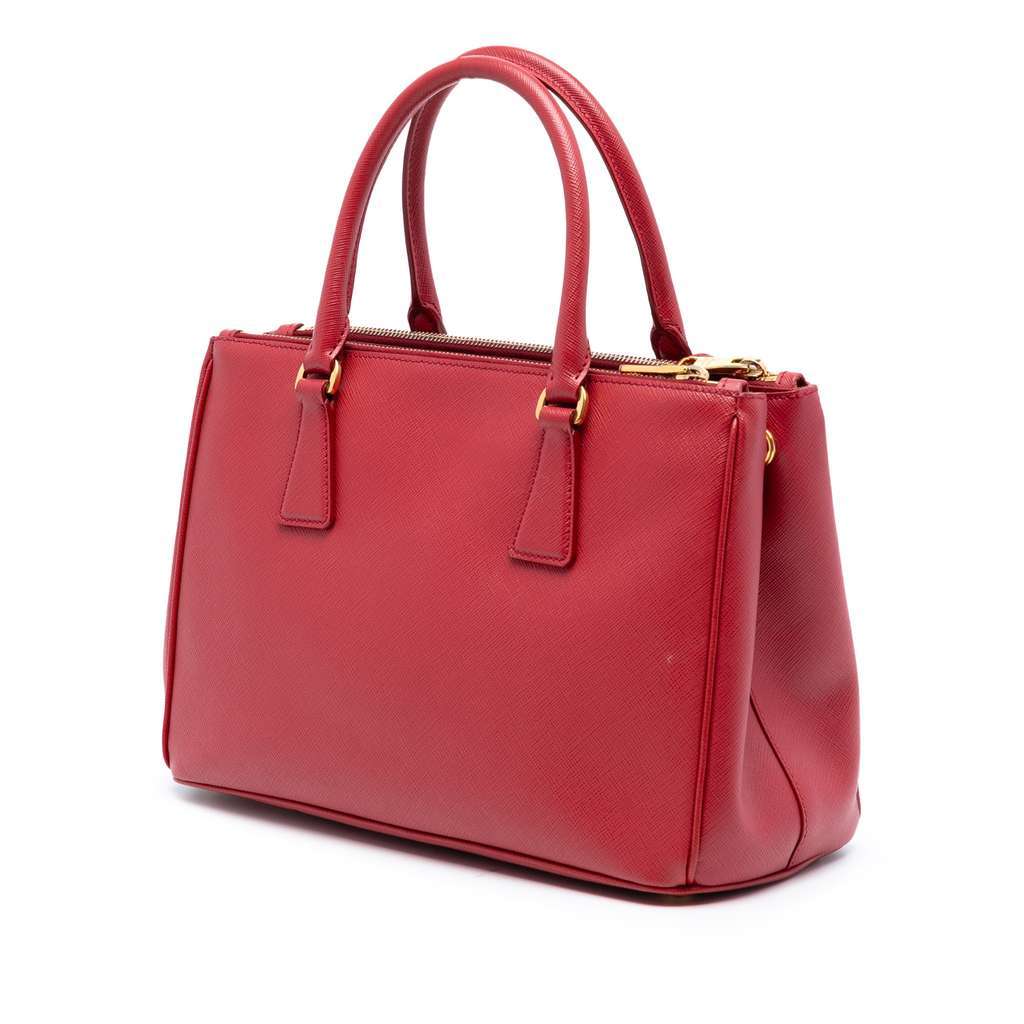 Prada Medium Saffiano Lux Galleria Double Zip Satchel Red Leather Good condition - Back View