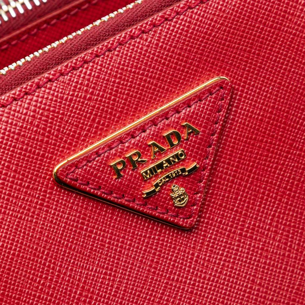 Prada Medium Saffiano Lux Galleria Double Zip Satchel Red Leather Good condition - Box View