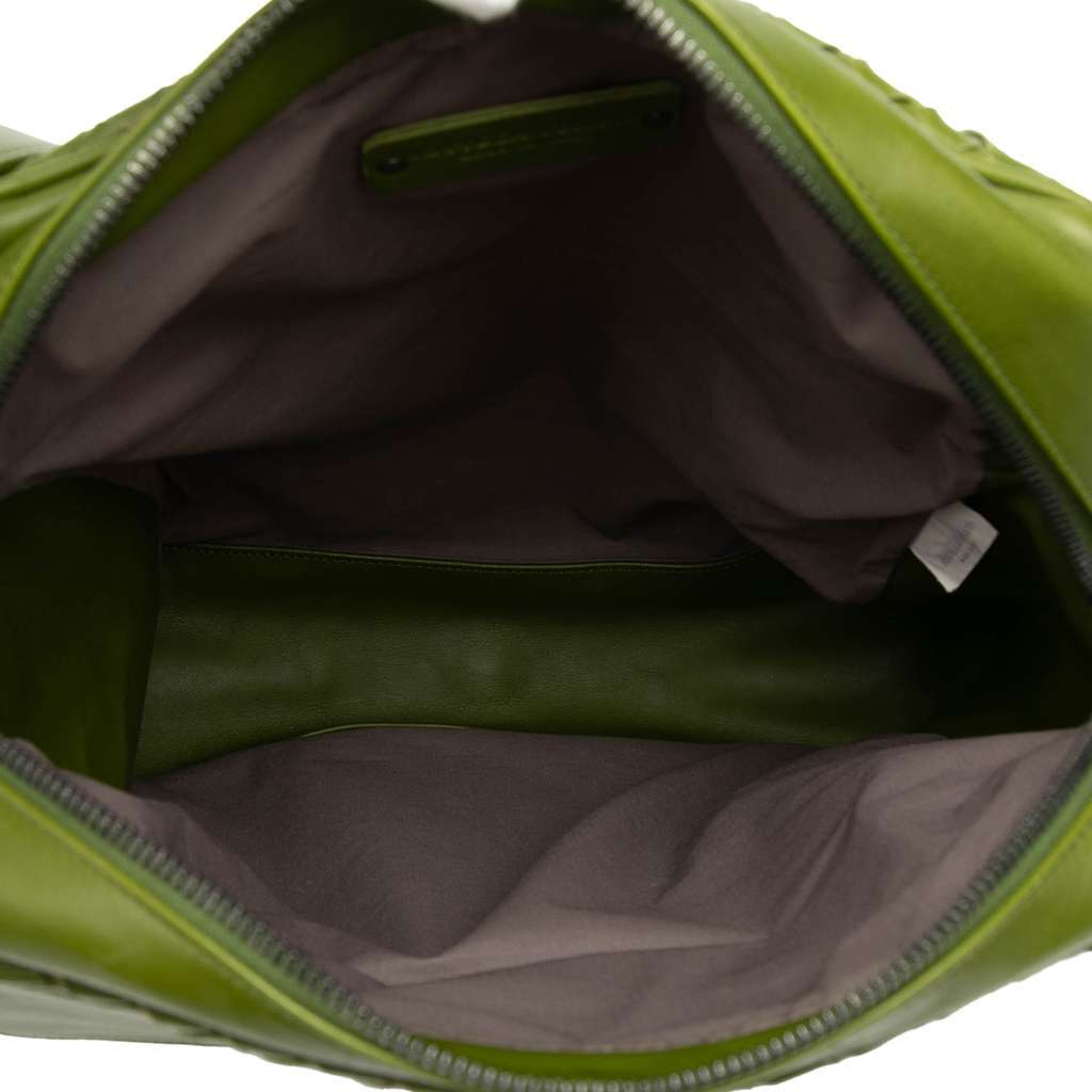 Bottega Veneta Nappa Intrecciato Messenger Bag Green Leather Good condition - Model View