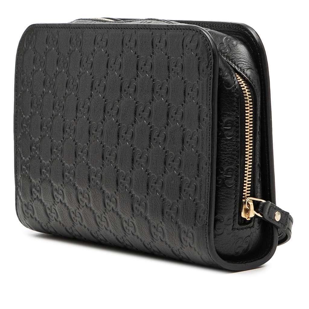 Gucci Guccissima Clutch Black Leather Good condition - Back View