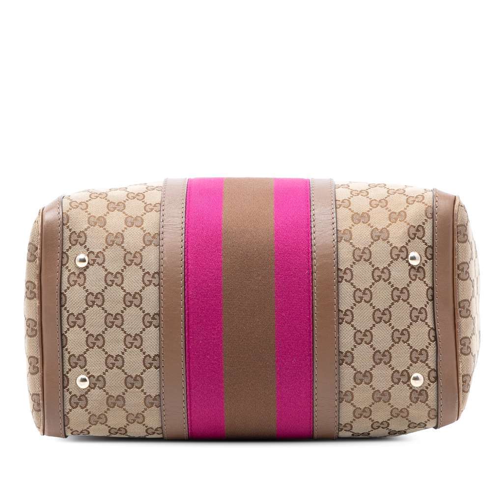 Gucci Medium GG Canvas Web Joy Boston Bag Brown Canvas Fair condition - Inside View