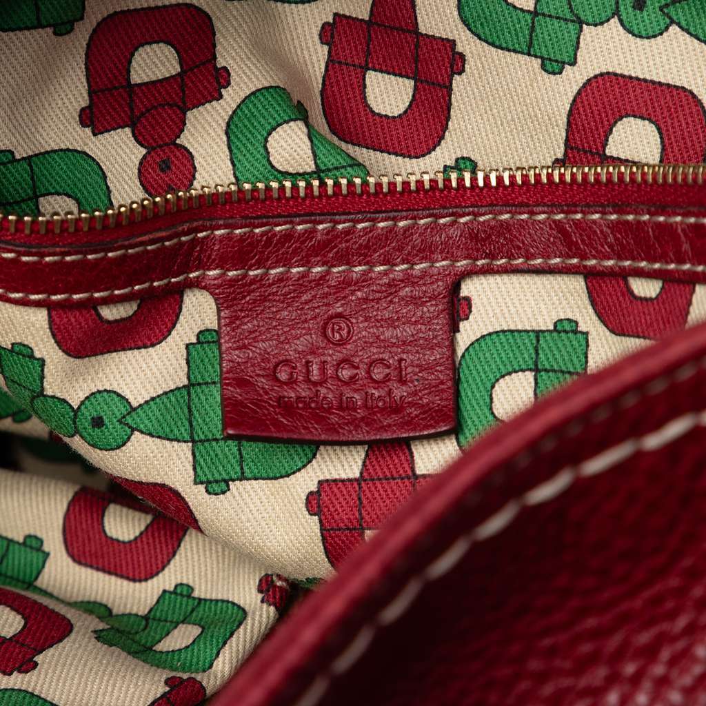 Gucci Large Guccissima Trimmed Leather Signoria Hobo Bag Red Leather Good condition - Box View