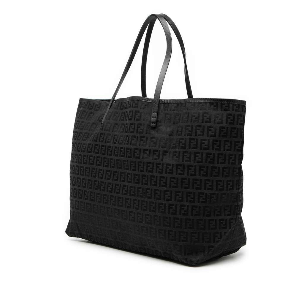 Fendi Medium Zucchino Canvas Roll Tote Black Canvas Good condition - Back View