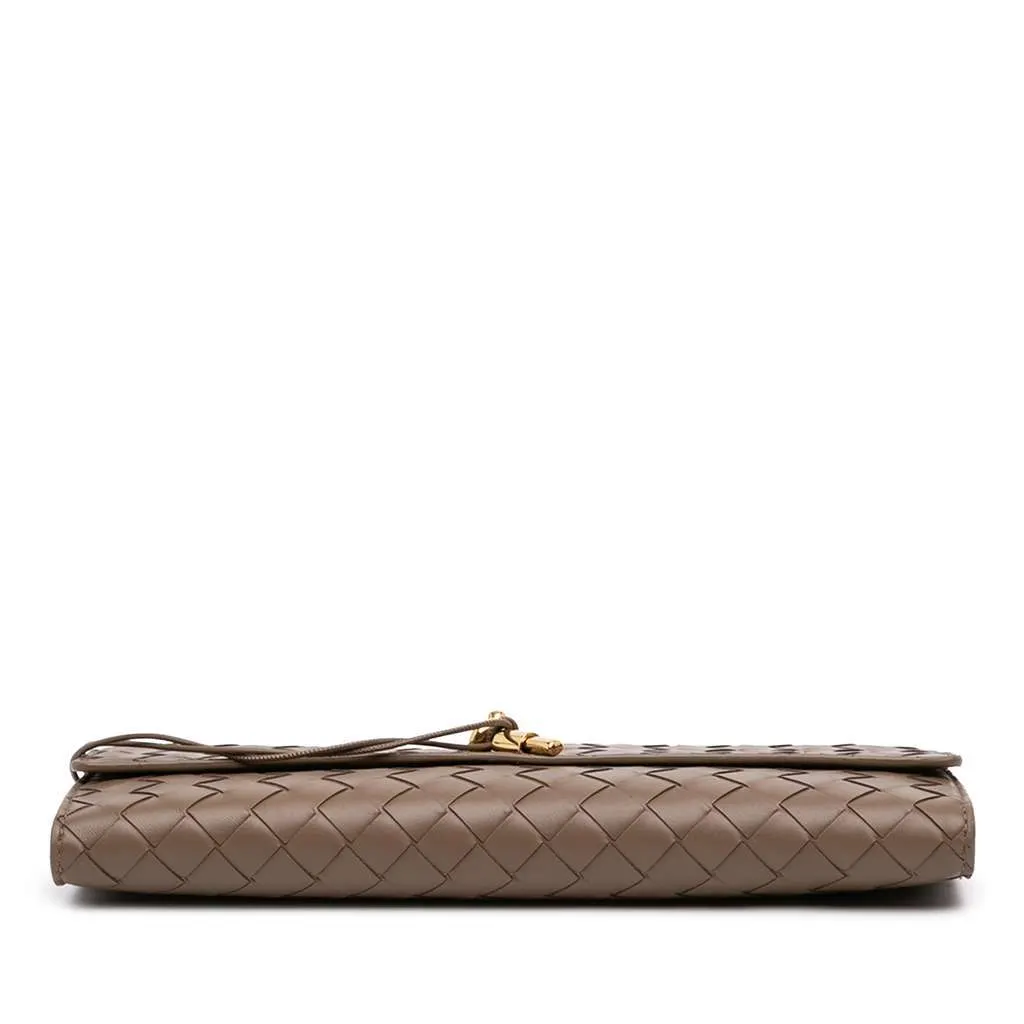 Bottega Veneta Lambskin Intrecciato Andiamo Clutch Brown Leather Very good - Inside View