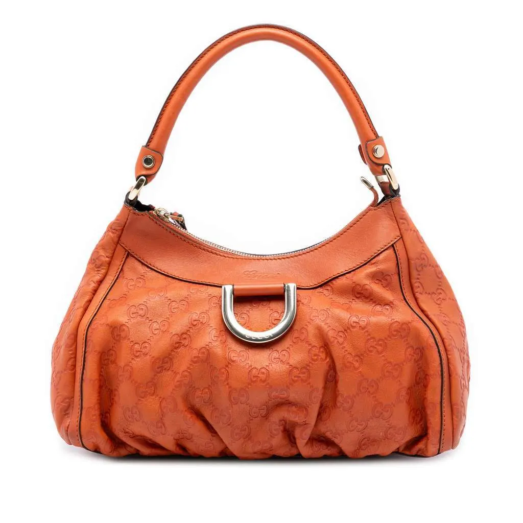 Gucci Guccissima Abbey D Ring Handbag Orange Leather Good - Front View