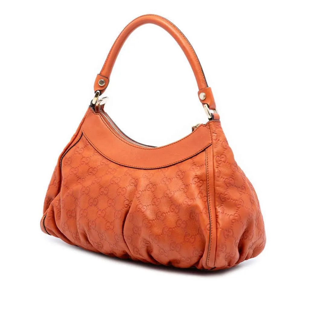 Gucci Guccissima Abbey D Ring Handbag Orange Leather Good - Back View
