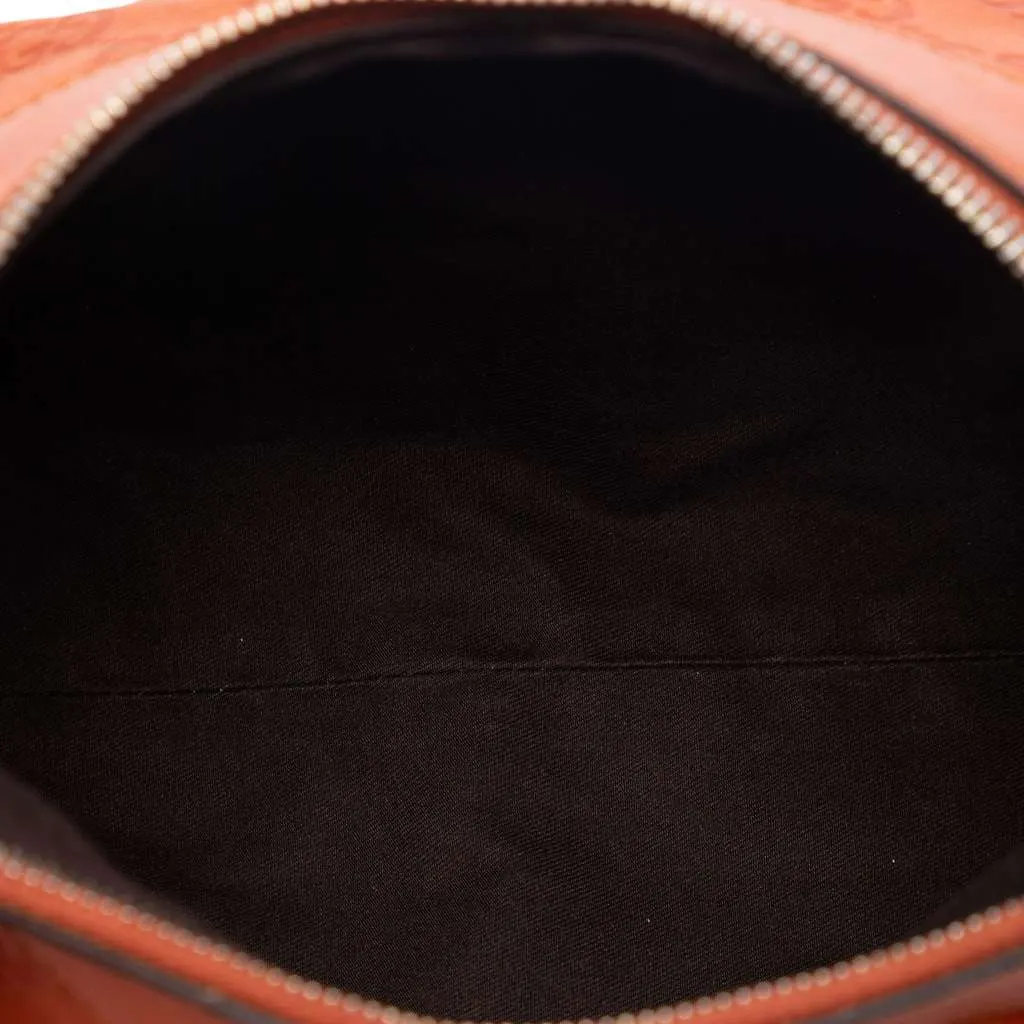 Gucci Guccissima Abbey D Ring Handbag Orange Leather Good - Model View