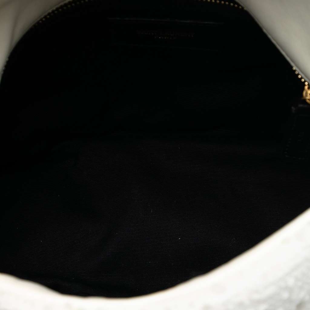 Saint Laurent Toy Matelasse Boucle Tweed Monogram LouLou Puffer Crossbody White Tweed Good condition - Model View