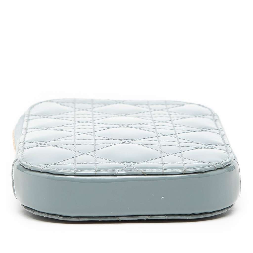 Dior Patent Cannage Lady Dior Call In Phone Holder Blue Leather Good condition - Inside View