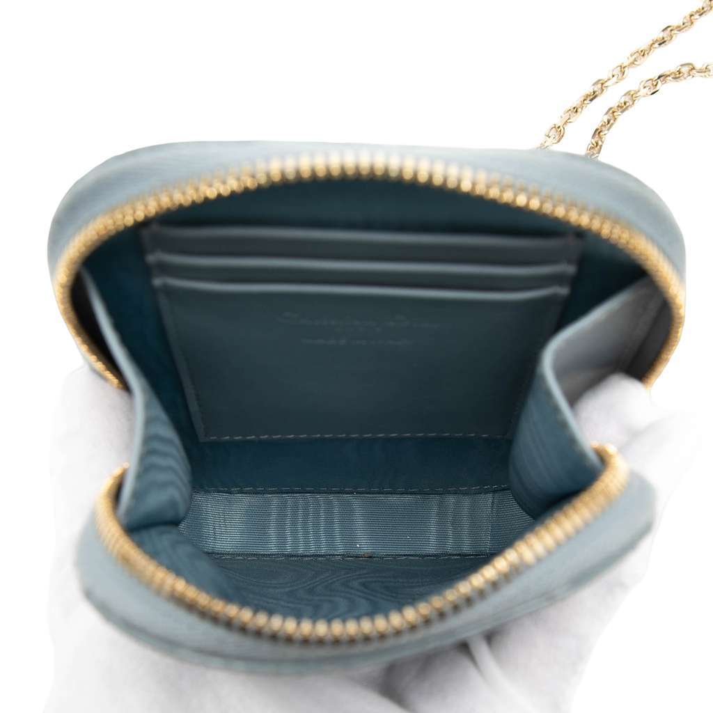 Dior Patent Cannage Lady Dior Call In Phone Holder Blue Leather Good condition - Model View