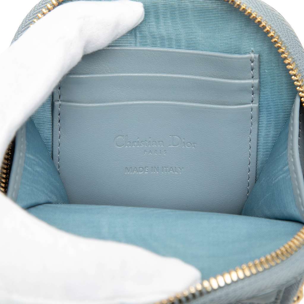 Dior Patent Cannage Lady Dior Call In Phone Holder Blue Leather Good condition - Box View