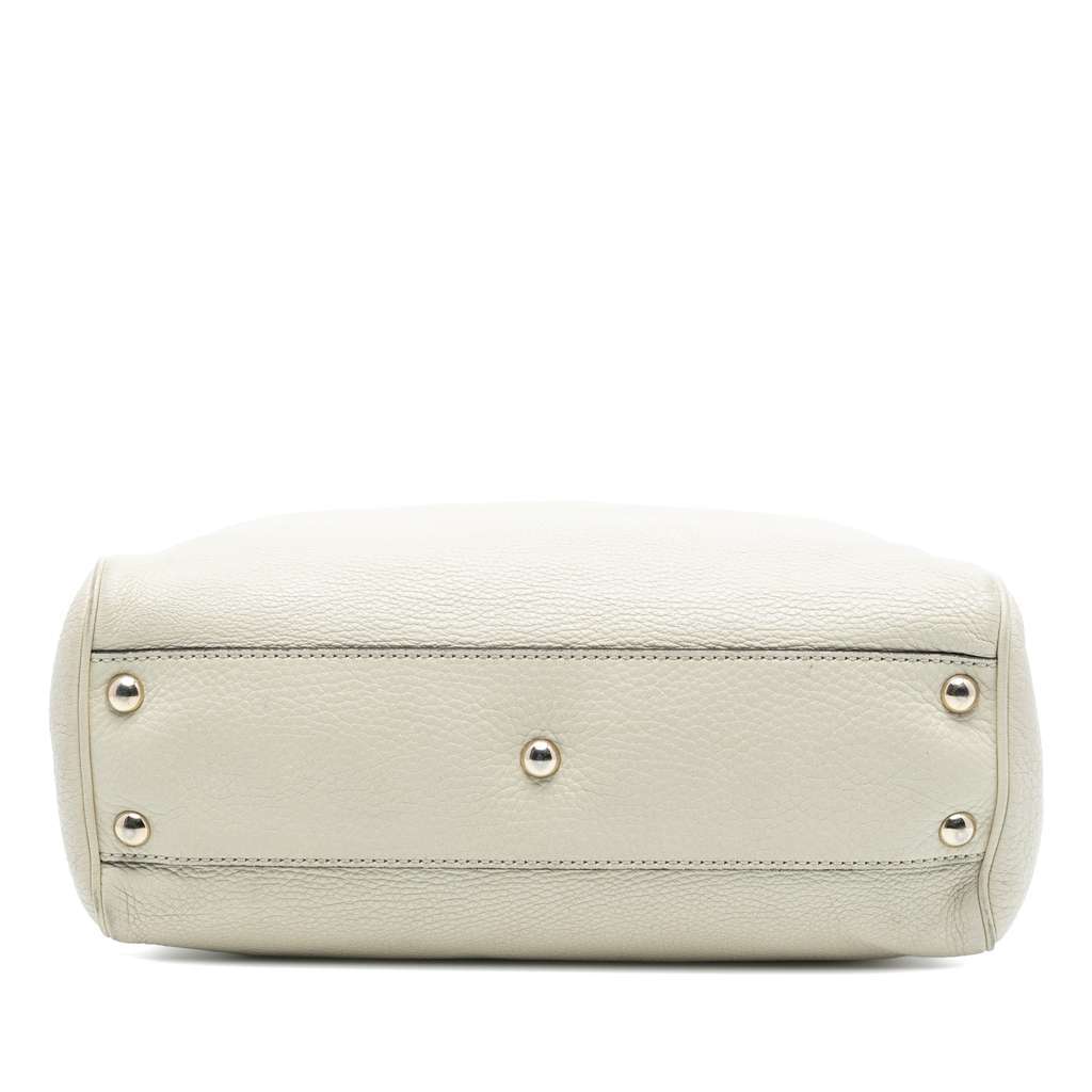 Gucci Small Calfskin Bamboo Shopper Satchel White Leather Good condition - Inside View