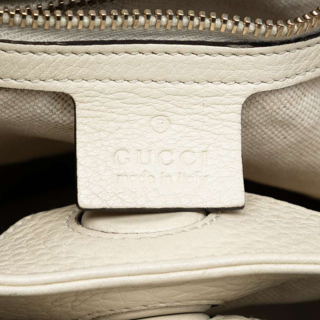 Gucci Small Calfskin Bamboo Shopper Satchel White Leather Good condition - Box View