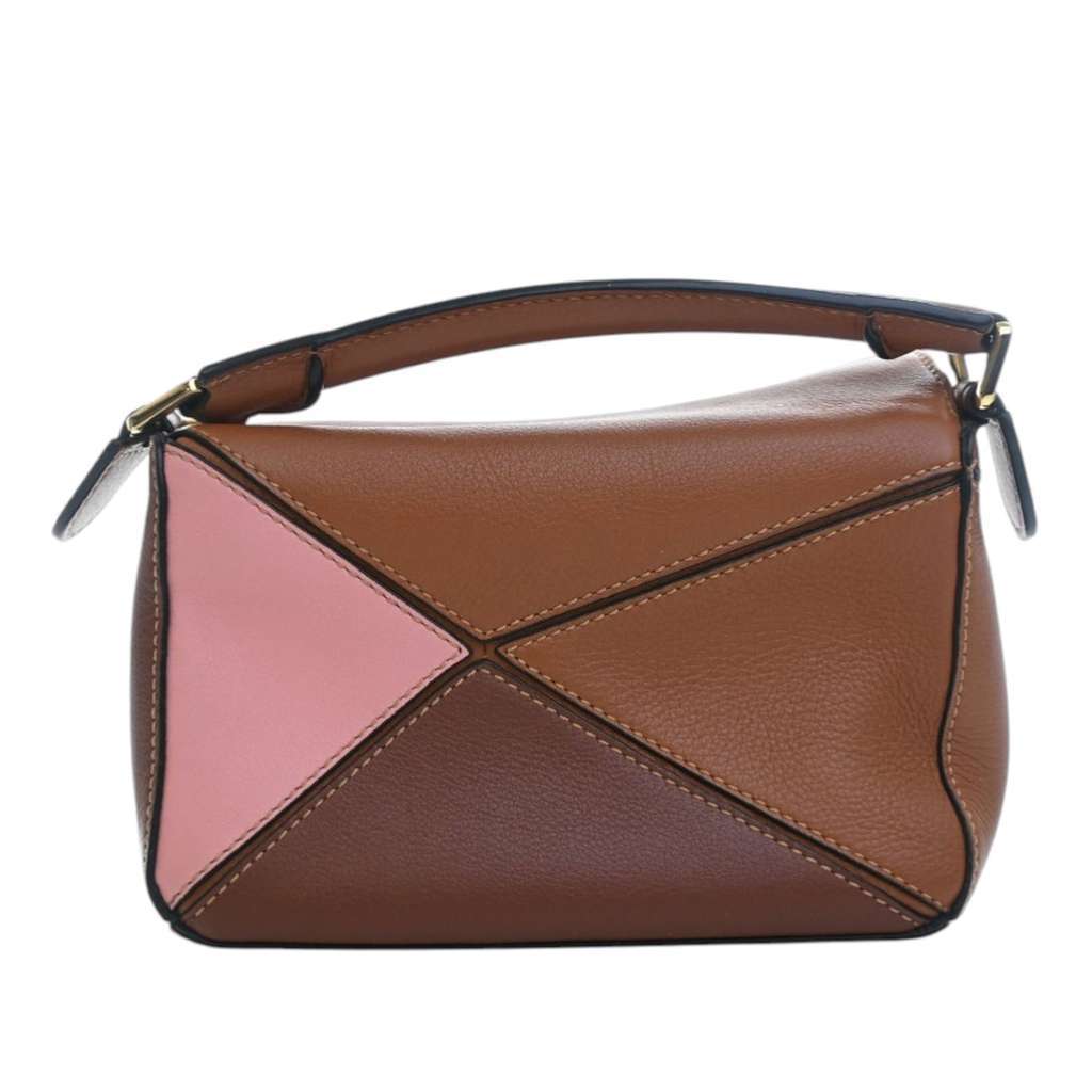 Loewe Mini Tricolor Calfskin Puzzle Satchel Brown Leather Good condition - Model View