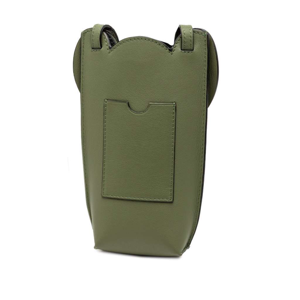 Loewe Leather Elephant Pocket Crossbody Green Leather Good condition - Back View