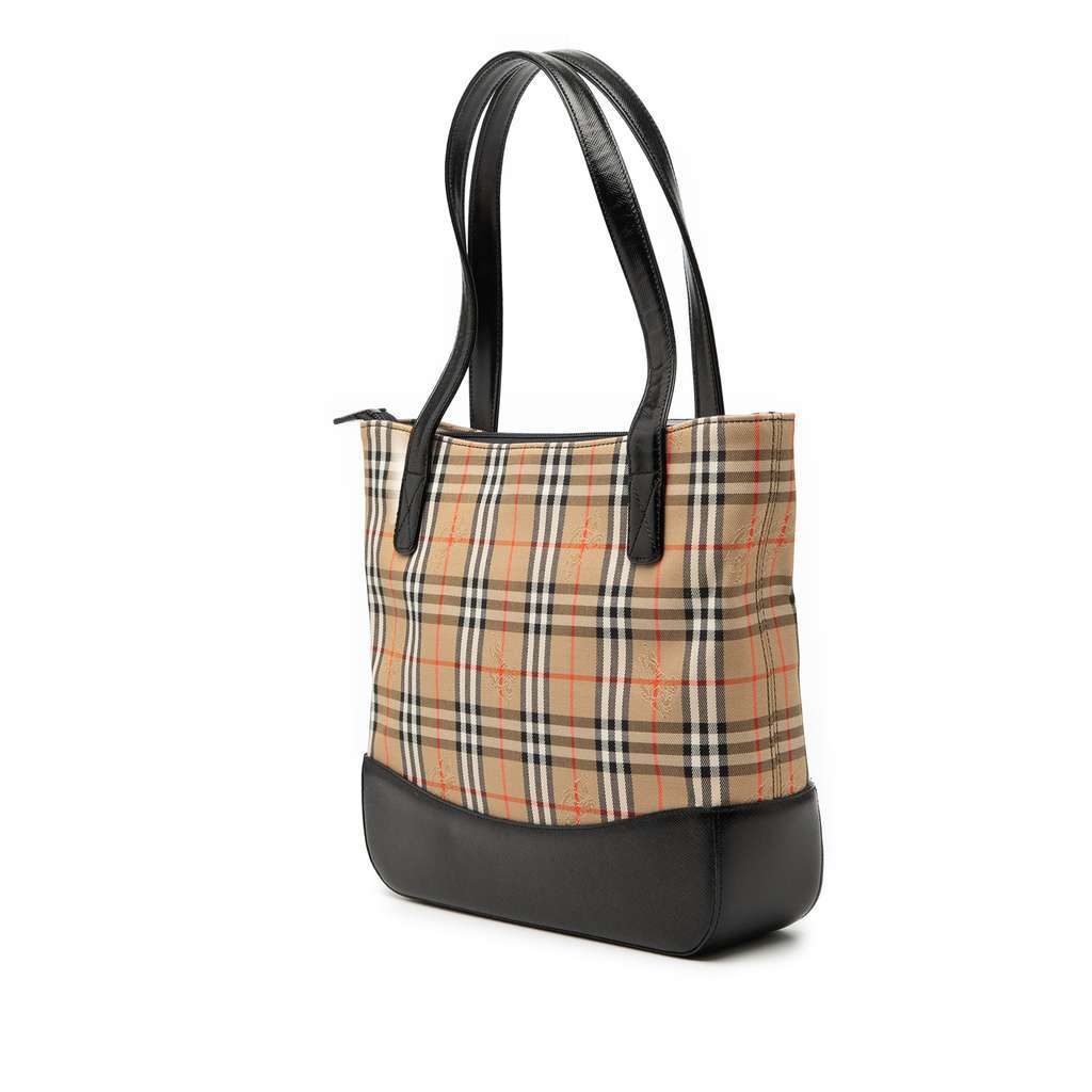 Burberry Haymarket Check Canvas Tote Beige Canvas Good condition - Back View