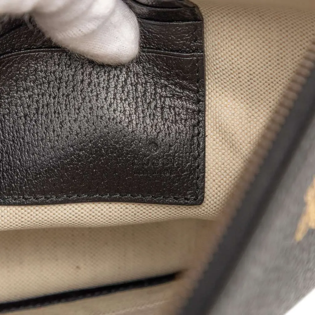 Gucci Leather Bee Star Clutch Black Leather Very good - Box View